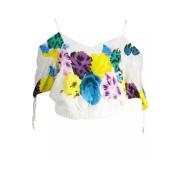 Desigual Vit Viskosblus med V-Hals Multicolor, Dam