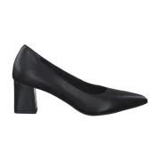 Tamaris Klassiska svarta läderformella platta skor Black, Dam