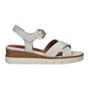 Tamaris Vit Lädersandal med Kardborrestängning White, Dam