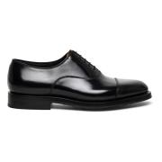Santoni Handgjord läder Oxford sko Black, Herr