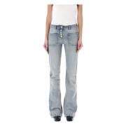 Courrèges Ljusblå Denim Baggy Flare Jeans Blue, Dam