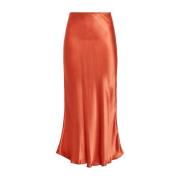 Maliparmi Vinklad Midi Satin Kjol Orange, Dam