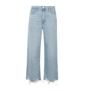 Frame Wide Crop Jeans Blue, Dam