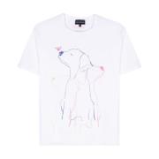 Emporio Armani Vita T-shirts och Polos med Panel Design White, Dam