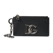 Dolce & Gabbana Minimalistiskt Läderkorthållare Plånbok Black, Herr