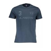 La Martina Stilren Logo Print Bomull T-shirt Blue, Herr