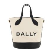 Bally Monogram Läder Bucket Väska Beige, Dam