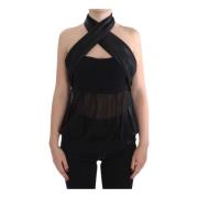 Exte Svart Neck Wrapt Top Blus Black, Dam