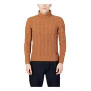 Gianni Lupo Brun Turtleneck Stickat för Män Brown, Herr