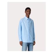 Valentino Iconographe Toile Bomull Poplin Skjorta Blue, Herr