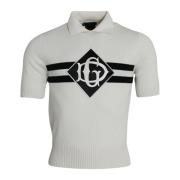 Dolce & Gabbana Lyxig Cashmere Henley Shirt med DG Logo White, Herr