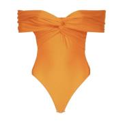 Andamane Orange Crossover Bardot Bodysuit Tillverkad i Italien Orange,...