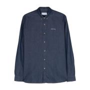 Maison Labiche Blå Denim Logotyp Broderad Skjorta Blue, Herr