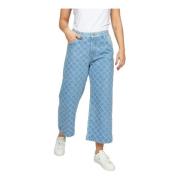 2-Biz Ljus Denim Cropped Jeans med Klassiska Fickor Blue, Dam