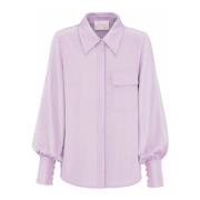 IVI Solid Blus med Krage och Ficka Purple, Dam