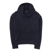 Roberto Collina Mysig Stickad Hoodie med Fickor Blue, Herr