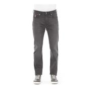Baldinini Logo Detalj Bomull Jeans Regular Fit Gray, Herr