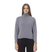 Baldinini Elegant Volcano Neck Sweater Gray, Dam