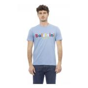 Baldinini Herr Rund Hals T-shirt med Framtryck Blue, Herr