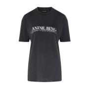Anine Bing Kortärmad bomullst-shirt Walker Black, Dam