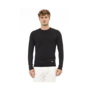 Baldinini Svart Modal Crew Neck Sweater Black, Herr