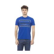 Baldinini Blå Bomull Rund Hals T-shirt med Fronttryck Blue, Herr