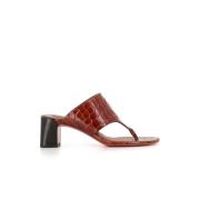 Christian Louboutin Brun Läder Krokodiltryck Sandaler Brown, Dam