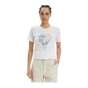 Guess Fantasi Triangel Logo T-shirt White, Dam