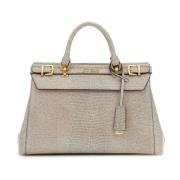 Guess Croco Sestri PU Läderhandväska Beige, Dam