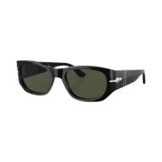 Persol Ovala Solglasögon Grå/Grön Gv001 Stil Black, Unisex