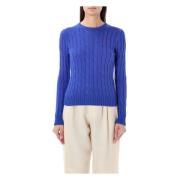 Ralph Lauren Cable-Knit Crewneck Sweater Rugby Royal Blue, Dam