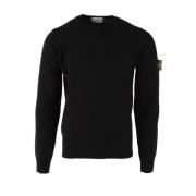 Stone Island Svart Ullblandad Tröja för Herrar Black, Herr