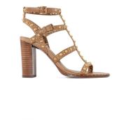 ASH Studded Brown Leather Sandals Brown, Dam