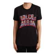Dolce & Gabbana Svart Logo Print T-Shirt Black, Dam