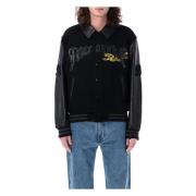 Awake NY Dragon Broderad Varsity Jacka Svart Black, Herr