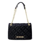 Love Moschino Guld Zippered Axelväska Black, Dam