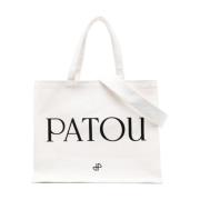 Patou Vit Logotyp Tryck Tote Väska White, Dam