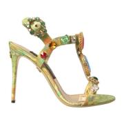 Dolce & Gabbana Kristall Jacquard Sandaler Multicolor, Dam