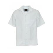 Portuguese Flannel Ljusblå kubansk krage skjorta White, Herr