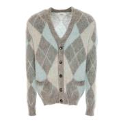 Ami Paris Argyle Jacquard Stickad Kofta Gray, Herr