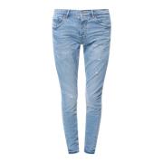 Purple Brand Slim Fit Bomulls Jeans med Logo Patch Blue, Herr