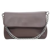 Estro Kvinnors Mörkbrun Läder Crossbody Väska med Silverkedja Brown, D...