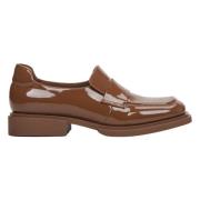 Estro Brun Patentläder Loafers Elegant Stil Brown, Dam