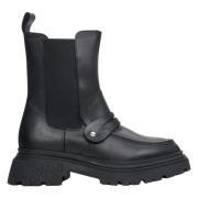 Estro Svarta Läder Chelsea Boots med Dekorativt Prydnad Black, Dam