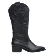 Estro Lyxiga Svarta Cowboy Boots Italienskt Läder Black, Dam