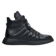 Estro Herr Svarta Läder High-Top Sneakers för Vinter Er00113957 Black,...