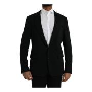 Dolce & Gabbana Svart Ull Slim Fit Blazer Black, Herr