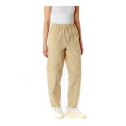 Ganni Straight Trousers Beige, Dam