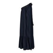 Co'Couture En-axlad Asymmetrisk Klänning med Volangdetalj Blue, Dam