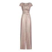 Talbot Runhof Rosa Metallic Wide-Leg Jumpsuit Pink, Dam